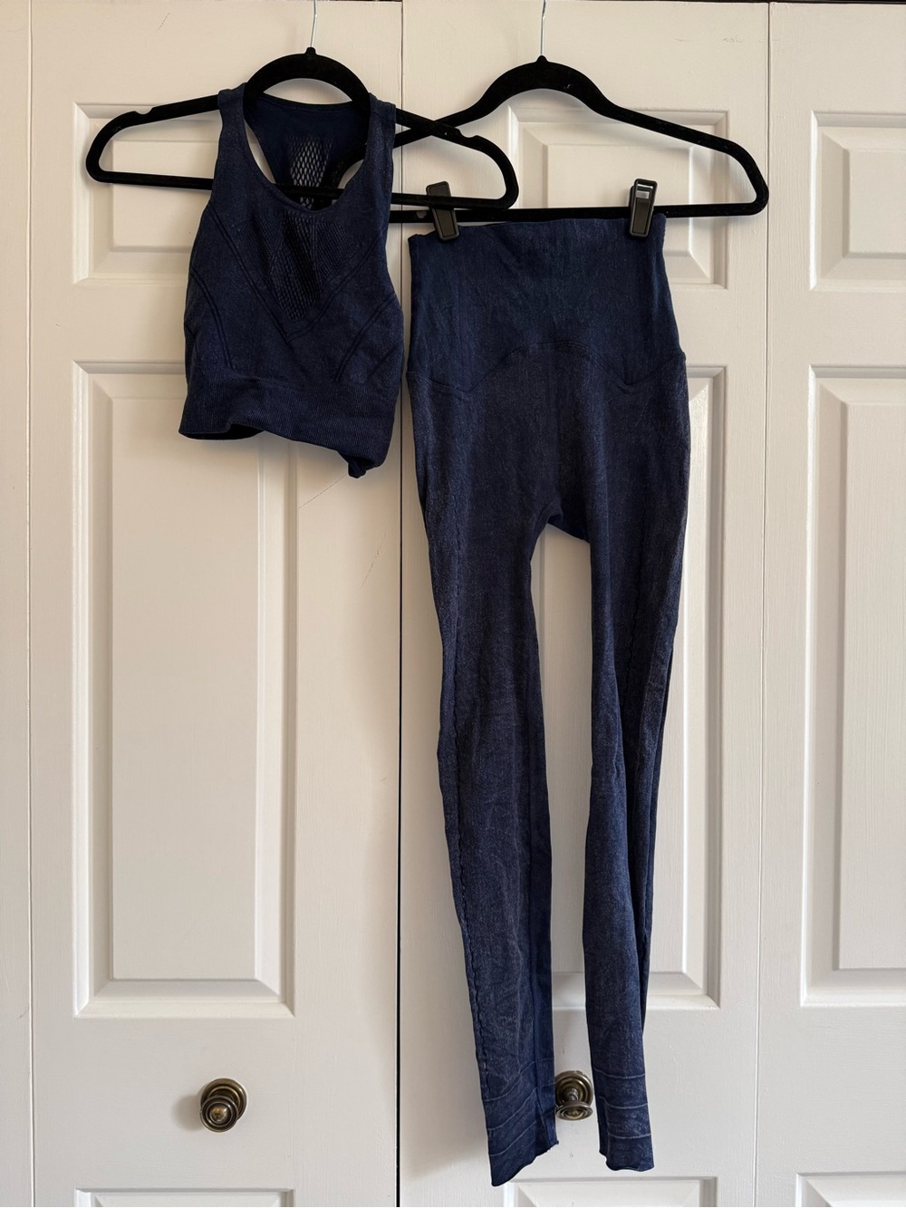 FP Movement by Free People Navy Blue Racerback Sports Bra and Pants Set